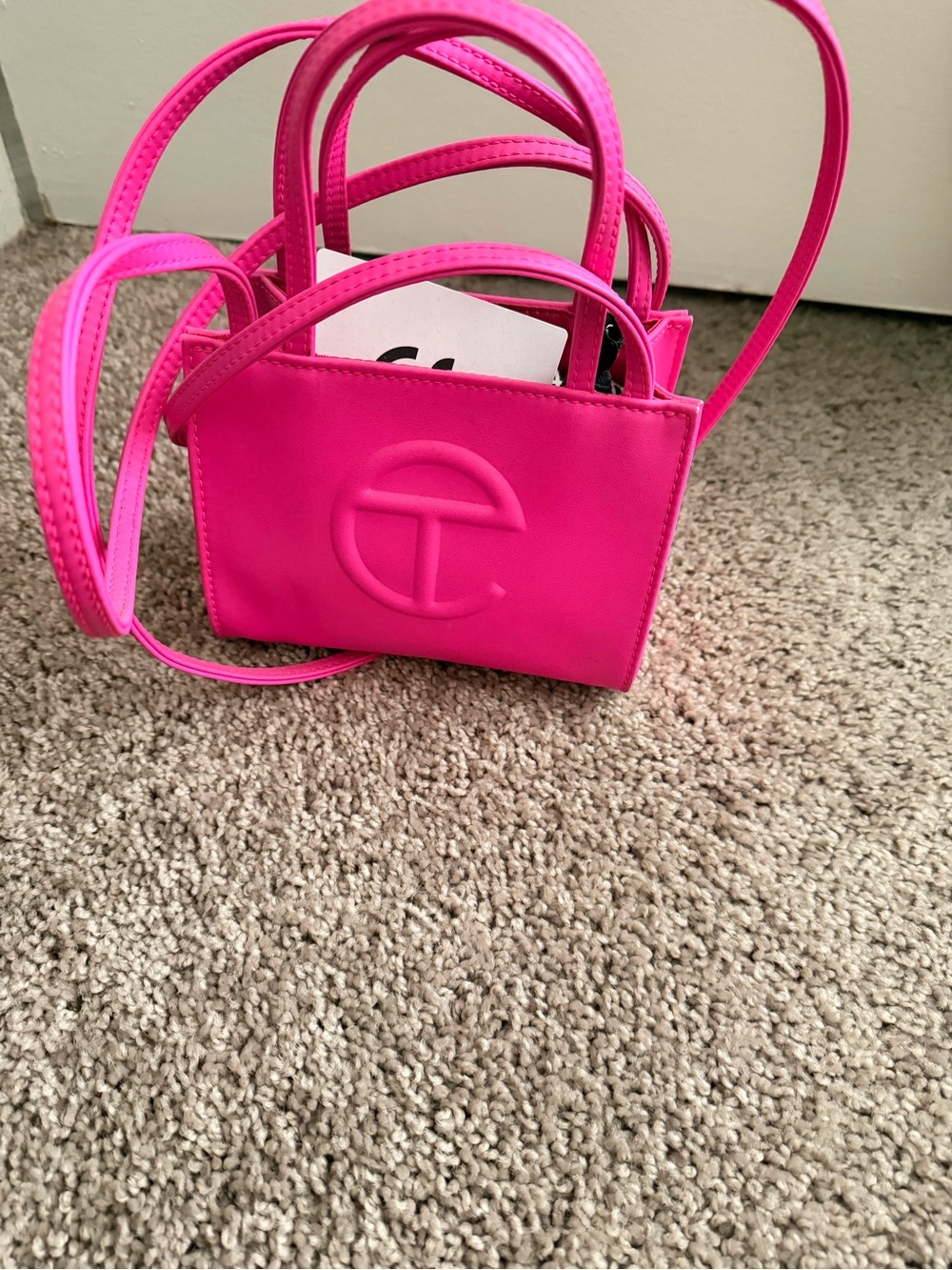 Telfar Neon Pink Mini Shopping Bag Crossbody